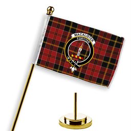 ScotsTee Shop Scottish MacAlister of Skye Crest Tartan Desk Flag Plaid Table Flag