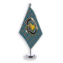 ScotsTee Shop Scottish Thomson Dress Blue Ancient Crest Tartan Desk Flag Plaid Table Flag