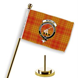 ScotsTee Shop Scottish McMillan Dress Ancient Crest Tartan Desk Flag Plaid Table Flag
