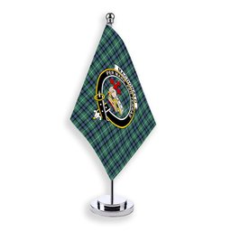 ScotsTee Shop Scottish MacDonald of the Isles Hunting Ancient Crest Tartan Desk Flag Plaid Table Flag