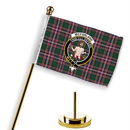 ScotsTee Shop Scottish McFarland Hunting Modern Crest Tartan Desk Flag Plaid Table Flag