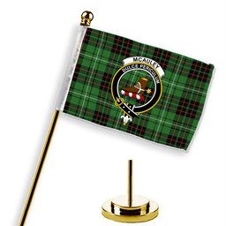 ScotsTee Shop Scottish McAuley of Lewis Ancient Crest Tartan Desk Flag Plaid Table Flag