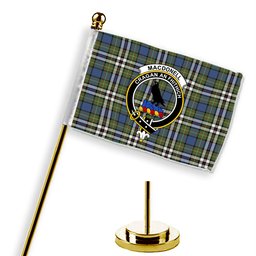 ScotsTee Shop Scottish MacDonell of Glengarry Dress Ancient Crest Tartan Desk Flag Plaid Table Flag