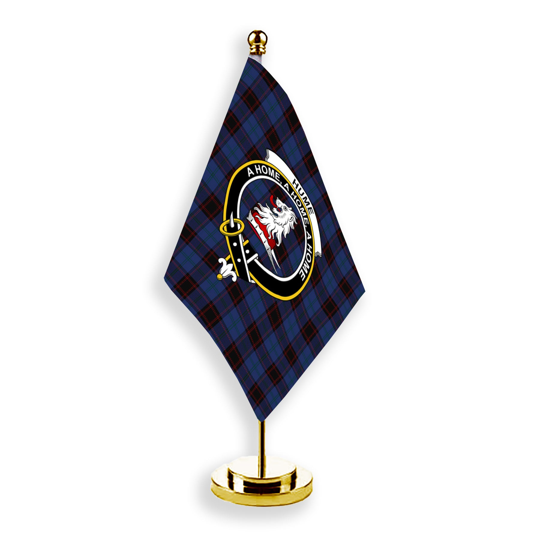ScotsTee Shop Scottish Hume Vestiarium Scoticum Crest Tartan Desk Flag Plaid Table Flag