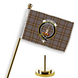 ScotsTee Shop Scottish McIntyre Hunting Weathered Crest Tartan Desk Flag Plaid Table Flag