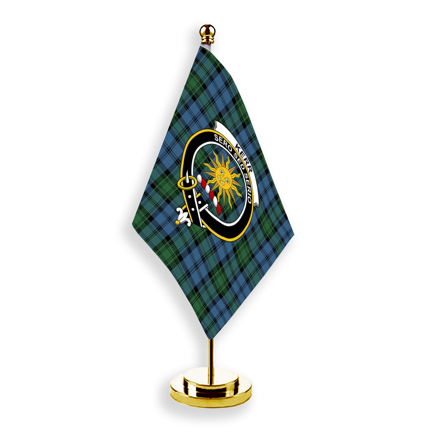 ScotsTee Shop Scottish Kerr Hunting Ancient Crest Tartan Desk Flag Plaid Table Flag