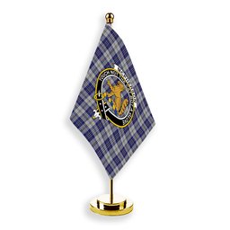 ScotsTee Shop Scottish McPherson Dress Blue Crest Tartan Desk Flag Plaid Table Flag