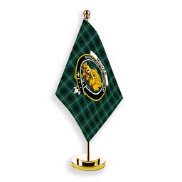 ScotsTee Shop Scottish McIver Hunting Modern Crest Tartan Desk Flag Plaid Table Flag