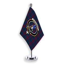 ScotsTee Shop Scottish Montgomery of Ayrshire Modern Crest Tartan Desk Flag Plaid Table Flag