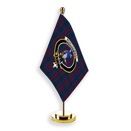 ScotsTee Shop Scottish Montgomery of Ayrshire Modern Crest Tartan Desk Flag Plaid Table Flag