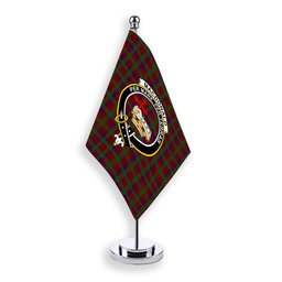 ScotsTee Shop Scottish MacDonald of Glengarry Full Dress Crest Tartan Desk Flag Plaid Table Flag