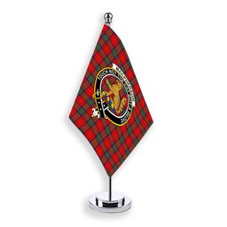 ScotsTee Shop Scottish MacPherson of Cluny Modern Crest Tartan Desk Flag Plaid Table Flag