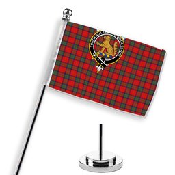 ScotsTee Shop Scottish MacPherson of Cluny Modern Crest Tartan Desk Flag Plaid Table Flag