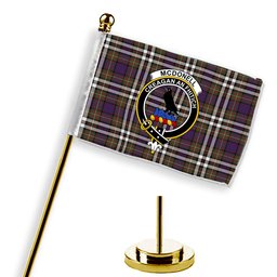 ScotsTee Shop Scottish McDonell of Glengarry Dress Modern Crest Tartan Desk Flag Plaid Table Flag