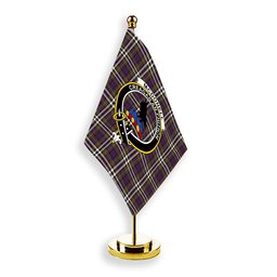 ScotsTee Shop Scottish McDonell of Glengarry Dress Modern Crest Tartan Desk Flag Plaid Table Flag
