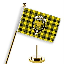 ScotsTee Shop Scottish McLeod of Lewis Modern Crest Tartan Desk Flag Plaid Table Flag