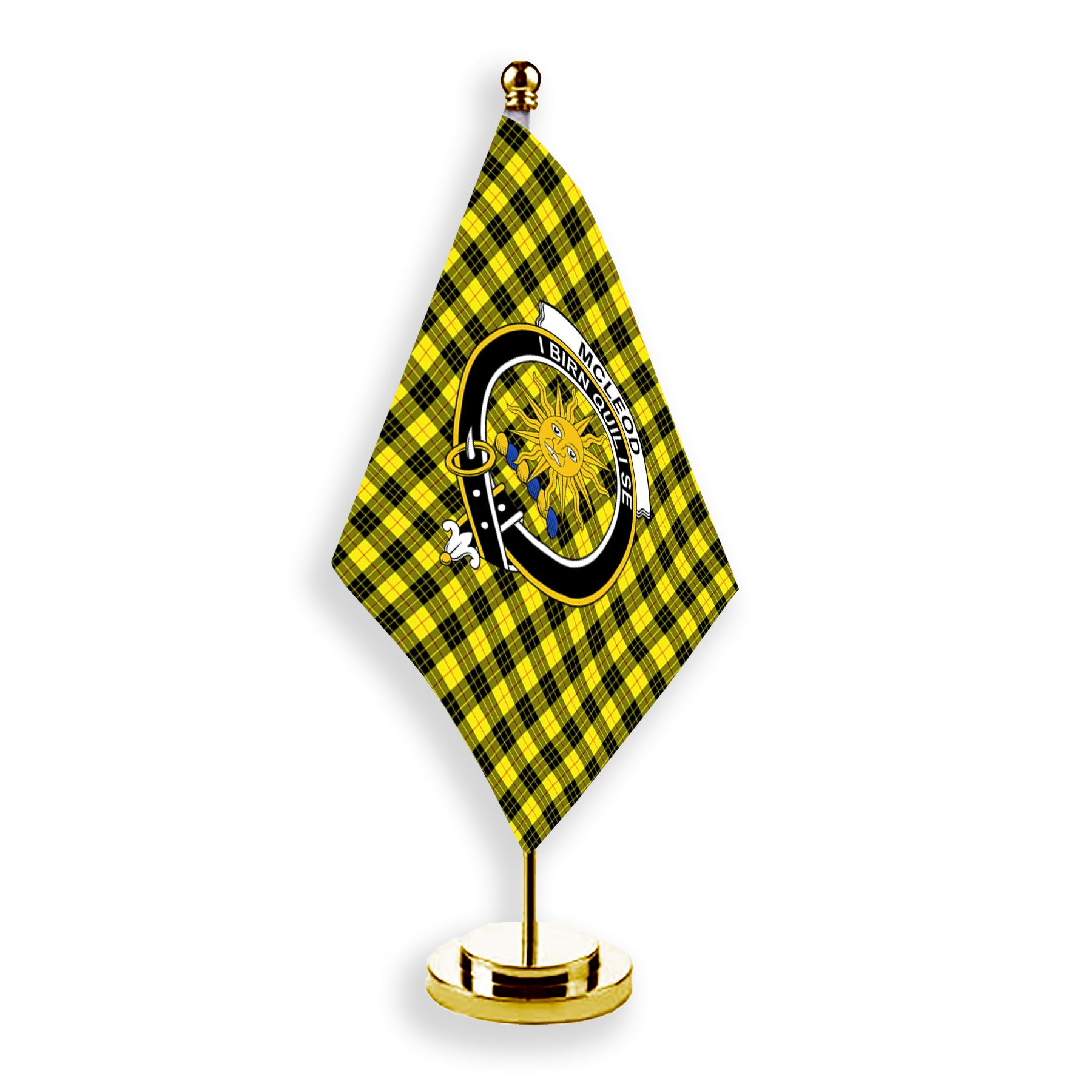 ScotsTee Shop Scottish McLeod of Lewis Modern Crest Tartan Desk Flag Plaid Table Flag