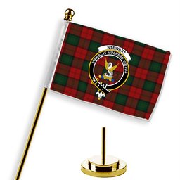 ScotsTee Shop Scottish Stewart of Atholl Crest Tartan Desk Flag Plaid Table Flag