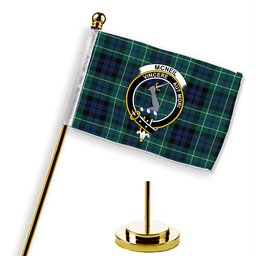 ScotsTee Shop Scottish McNeil of Colonsay Modern Crest Tartan Desk Flag Plaid Table Flag