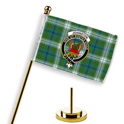 ScotsTee Shop Scottish Johnston Dress Ancient Crest Tartan Desk Flag Plaid Table Flag
