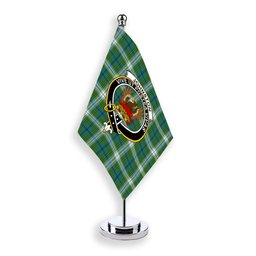 ScotsTee Shop Scottish Johnston Dress Ancient Crest Tartan Desk Flag Plaid Table Flag