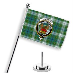 ScotsTee Shop Scottish Johnston Dress Ancient Crest Tartan Desk Flag Plaid Table Flag