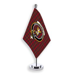 ScotsTee Shop Scottish Stewart Royal 1988 M&S Crest Tartan Desk Flag Plaid Table Flag