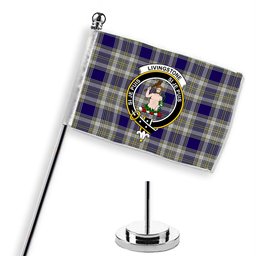 ScotsTee Shop Scottish Livingstone Dress Crest Tartan Desk Flag Plaid Table Flag