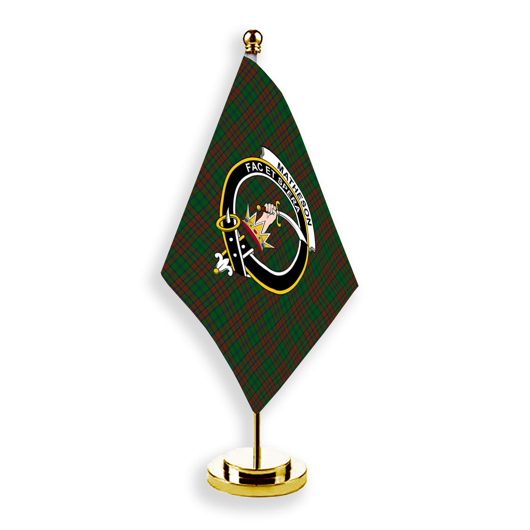 ScotsTee Shop Scottish Matheson Hunting Highland Society of London Crest Tartan Desk Flag Plaid Table Flag