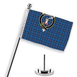 ScotsTee Shop Scottish MacRae of America Modern Crest Tartan Desk Flag Plaid Table Flag