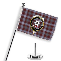 ScotsTee Shop Scottish Jardine of Castlemilk Modern Crest Tartan Desk Flag Plaid Table Flag
