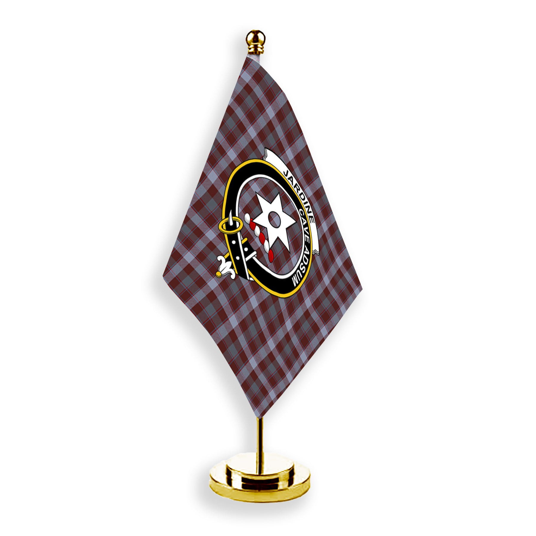 ScotsTee Shop Scottish Jardine of Castlemilk Modern Crest Tartan Desk Flag Plaid Table Flag