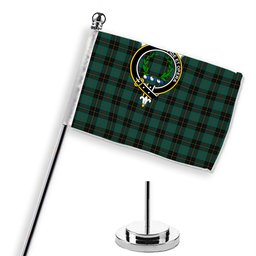ScotsTee Shop Scottish McArthur-Fox Hunting Modern Crest Tartan Desk Flag Plaid Table Flag