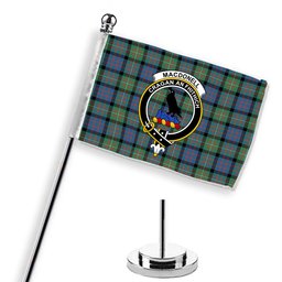 ScotsTee Shop Scottish MacDonell Of Glengarry Ancient Crest Tartan Desk Flag Plaid Table Flag