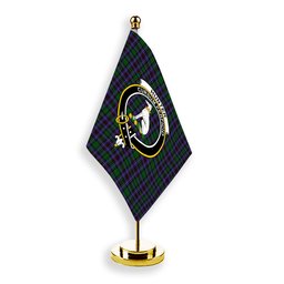 ScotsTee Shop Scottish Hunter of Peebleshire Crest Tartan Desk Flag Plaid Table Flag