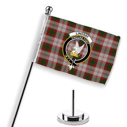 ScotsTee Shop Scottish Lindsay Dress Red Crest Tartan Desk Flag Plaid Table Flag