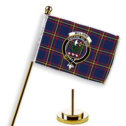 ScotsTee Shop Scottish McLaine of Lochbuie Hunting Modern Crest Tartan Desk Flag Plaid Table Flag