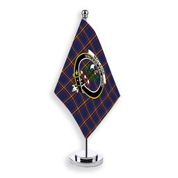 ScotsTee Shop Scottish McLaine of Lochbuie Hunting Modern Crest Tartan Desk Flag Plaid Table Flag