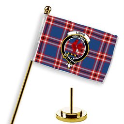 ScotsTee Shop Scottish Laing of Archiestown Modern Crest Tartan Desk Flag Plaid Table Flag