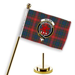 ScotsTee Shop Scottish Wilson Modern Tartan Crest Tartan Desk Flag Plaid Table Flag