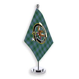 ScotsTee Shop Scottish Wishart Hunting Ancient Crest Tartan Desk Flag Plaid Table Flag
