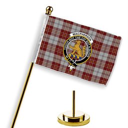 ScotsTee Shop Scottish MacPherson Dress Burgundy Dance Crest Tartan Desk Flag Plaid Table Flag