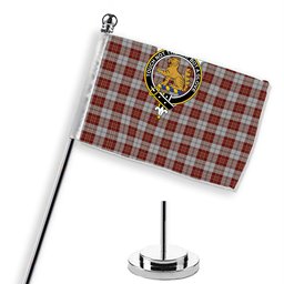 ScotsTee Shop Scottish MacPherson Dress Burgundy Dance Crest Tartan Desk Flag Plaid Table Flag