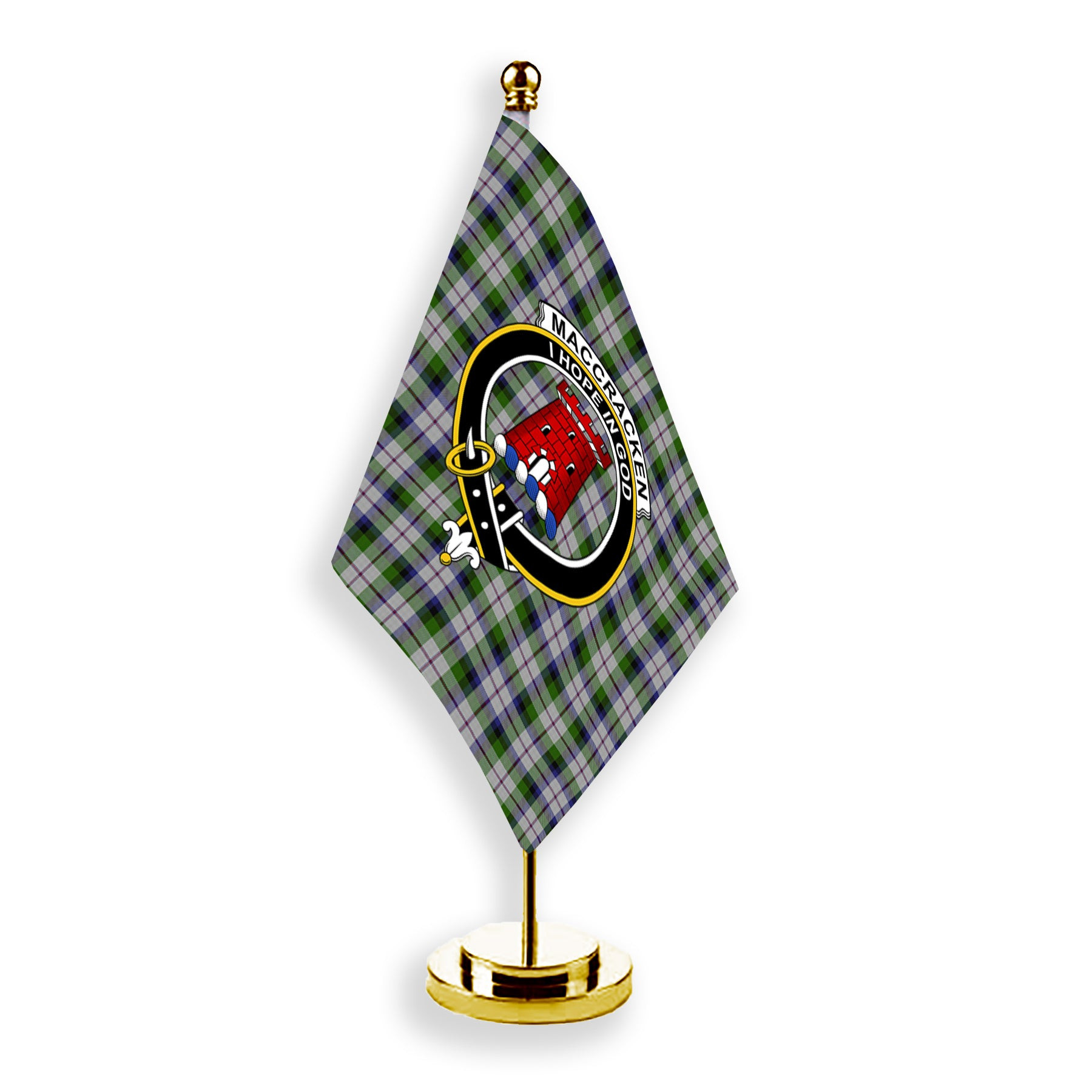 ScotsTee Shop Scottish MacCracken Dress Crest Tartan Desk Flag Plaid Table Flag