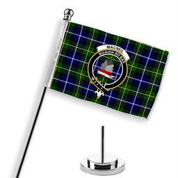 ScotsTee Shop Scottish MacNeill of Barra Modern Crest Tartan Desk Flag Plaid Table Flag