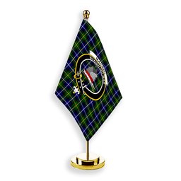 ScotsTee Shop Scottish MacNeill of Barra Modern Crest Tartan Desk Flag Plaid Table Flag