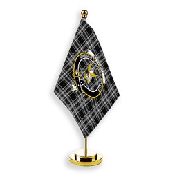ScotsTee Shop Scottish Stewart Black and White Crest Tartan Desk Flag Plaid Table Flag