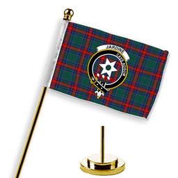 ScotsTee Shop Scottish Jardine Dress Modern Crest Tartan Desk Flag Plaid Table Flag