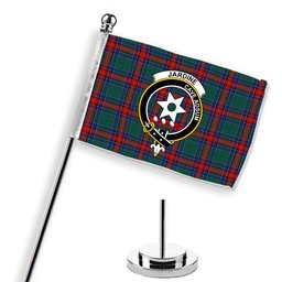 ScotsTee Shop Scottish Jardine Dress Modern Crest Tartan Desk Flag Plaid Table Flag