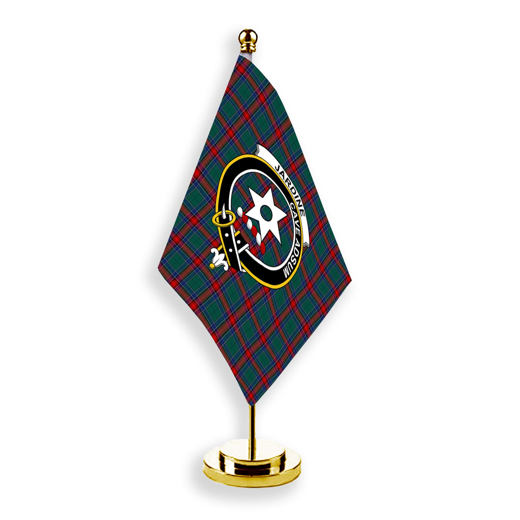 ScotsTee Shop Scottish Jardine Dress Modern Crest Tartan Desk Flag Plaid Table Flag